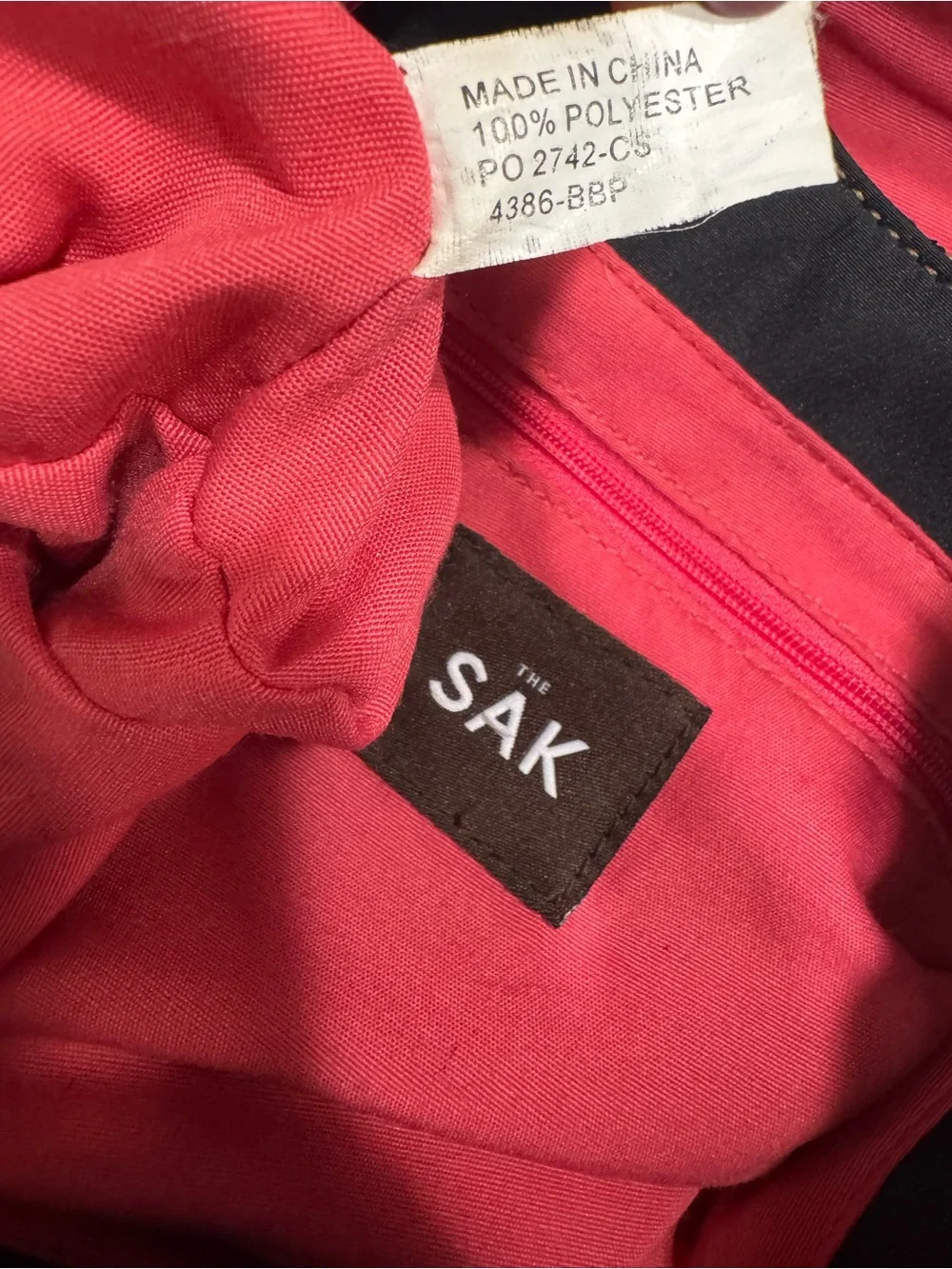 The Sak Striped Tote with Bright Pink Interior and Black Trim